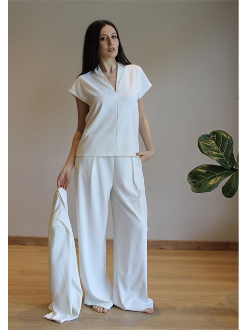 Pantalone a palazzo con pences DIECI MINUTI | 55256/12